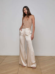 Gavin Silk Wide-Leg Pant in Champagne | L'AGENCE for sale