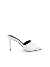 Lolita Leather Open-Toe Mule in Ivory Lizard Leather | L'AGENCE Women