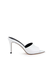 Lolita Leather Open-Toe Mule in Ivory Lizard Leather | L'AGENCE Women