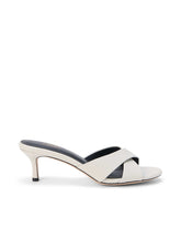 Aveline Kitten-Heel Sandal in Ivory Lizard Leather | L'AGENCE US