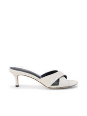 Aveline Kitten-Heel Sandal in Ivory Lizard Leather | L'AGENCE US