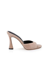 Avery Suede Peep-Toe Mule in Cappuccino Suede | L'AGENCE online