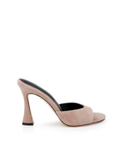 Avery Suede Peep-Toe Mule in Cappuccino Suede | L'AGENCE online