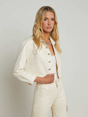 Koda Coated Jean Jacket in French Vanilla Coated | L'AGENCE Women