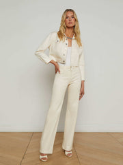 Koda Coated Jean Jacket in French Vanilla Coated | L'AGENCE Women