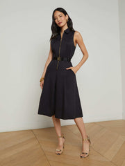 Kylo Poplin Shirt Dress in Black | L'AGENCE Women