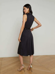 Kylo Poplin Shirt Dress in Black | L'AGENCE Women