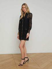 Sakura Lace Shift Dress in Black | L'AGENCE discount