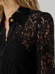 Sakura Lace Shift Dress in Black | L'AGENCE discount
