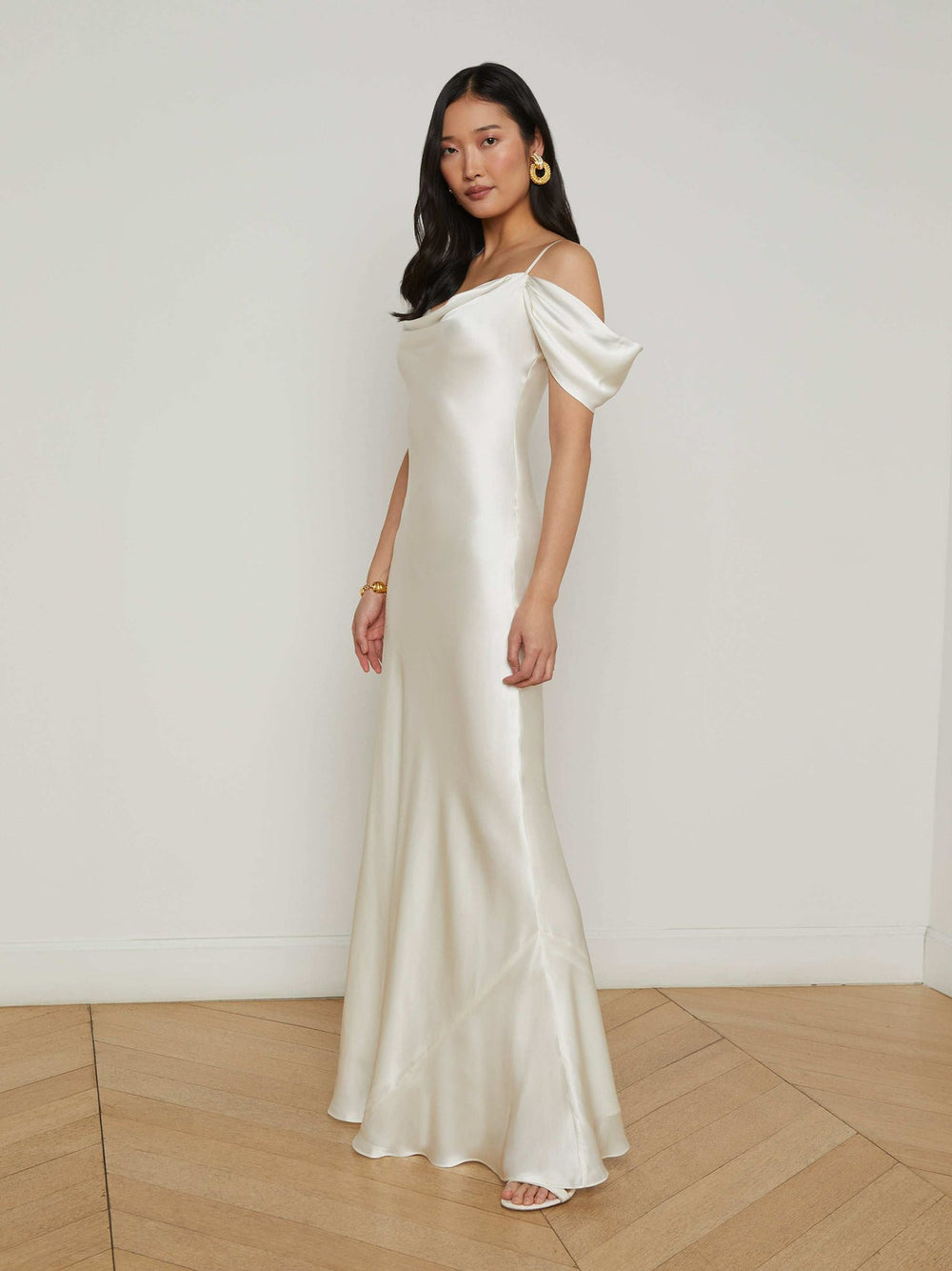 Kenna Silk Dress in Ivory | L'AGENCE Women