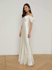 Kenna Silk Dress in Ivory | L'AGENCE Women