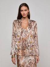 Colin Silk Blazer in Tan Multi Western Snake | L'AGENCE US