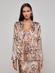 Colin Silk Blazer in Tan Multi Western Snake | L'AGENCE US