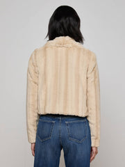 Davy Faux Fur Jacket in Latte Striped Fur | L'AGENCE for sale