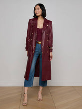 Celina Leather Trench Coat in Black Cherry | L'AGENCE online