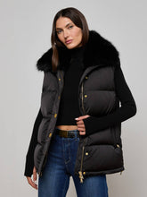 Nalo Faux Fur Puffer Vest in Black | L'AGENCE US