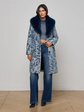 Laney Jacquard Coat in Dark Blue Stone Jacquard | L'AGENCE Women