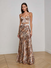 Ryker Silk Maxi Skirt in Tan Multi Western Snake | L'AGENCE sale