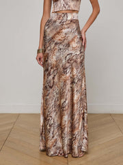 Ryker Silk Maxi Skirt in Tan Multi Western Snake | L'AGENCE sale