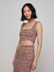 Maylin Tweed Top in Mauve/Tan Multi Tweed | L'AGENCE online
