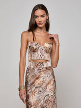Sonya Silk Bustier in Tan Multi Western Snake | L'AGENCE discount