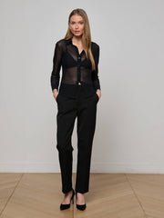 Indiana Mesh Blouse in Black | L'AGENCE discount