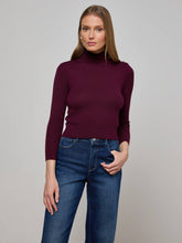 Kamdyn Mock-Neck Top in Dark Port/Gold | L'AGENCE online
