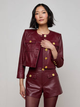 Deidra Cropped Leather Jacket in Black Cherry | L'AGENCE Women