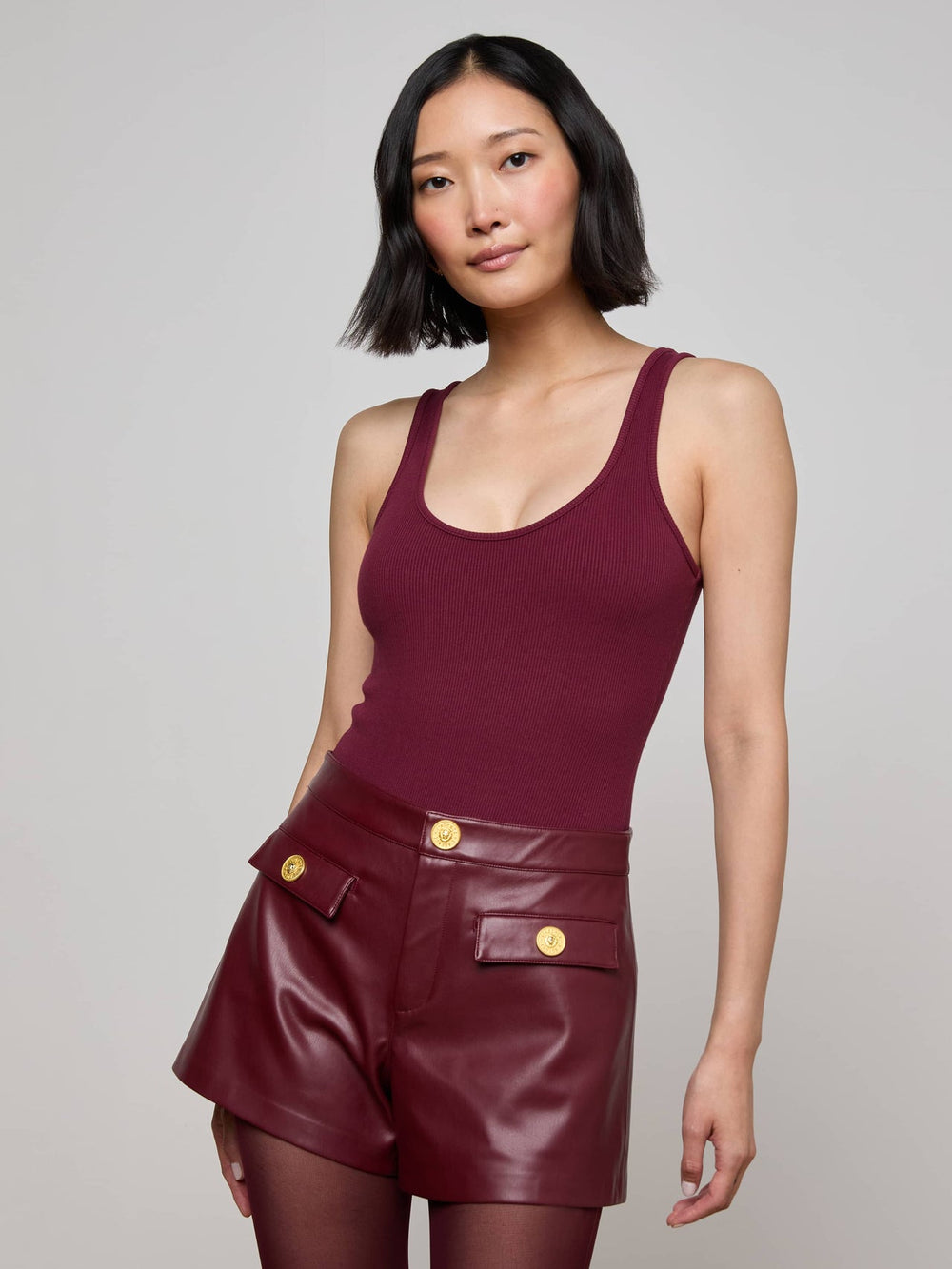 Nica Scoopneck Bodysuit in Dark Port | L'AGENCE sale