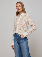 Maia Lace Blouse in Vintage White | L'AGENCE Women