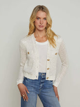 Blanca Sequin Cardigan in Ivory/Gold | L'AGENCE online