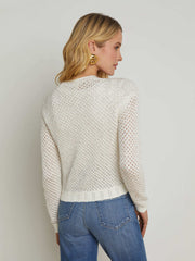Blanca Sequin Cardigan in Ivory/Gold | L'AGENCE online