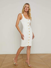 Soleil Knit Dress in Ivory/Gold | L'AGENCE online