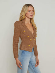 Bethany Knit Blazer in Dark Cappuccino/Gold | L'AGENCE sale