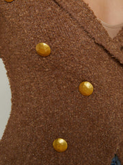 Bethany Knit Blazer in Dark Cappuccino/Gold | L'AGENCE sale