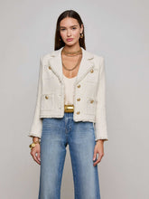 Sylvia Tweed Jacket in Ivory/Light Gold | L'AGENCE for sale