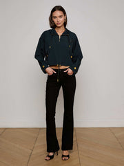 Bronwyn Cropped Windbreaker in Black | L'AGENCE Women