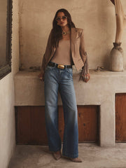 Vashti Fringed Leather Blazer in Dark Cappuccino | L'AGENCE sale