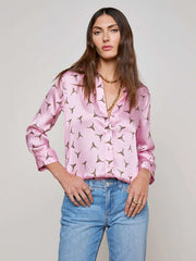 Dani Silk Blouse in Blush/Bronze Bulls Head | L'AGENCE discount
