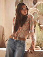 Orange Laurent Paisley Blouse in Light Blue Paisley Print | L'AGENCE discount