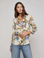 Camille Blouse in Vintage White Small Floral Baroque | L'AGENCE sale