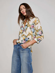 Camille Blouse in Vintage White Small Floral Baroque | L'AGENCE sale
