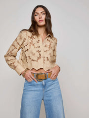 Seychelle Cropped Lace Blouse in Almond | L'AGENCE near me