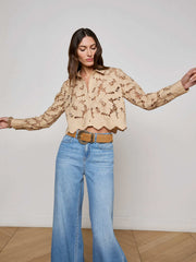 Seychelle Cropped Lace Blouse in Almond | L'AGENCE near me