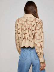 Seychelle Cropped Lace Blouse in Almond | L'AGENCE near me