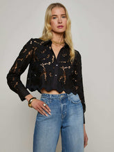 Seychelle Cropped Eyelet Blouse in Black | L'AGENCE Women