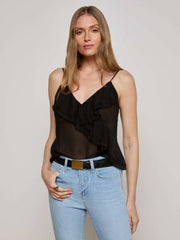Erika Silk Chiffon Camisole in Black | L'AGENCE US