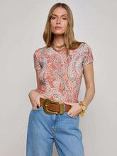 Ressi Fitted Tee in Orange/Light Blue Traditional Paisley | L'AGENCE US