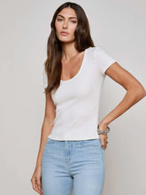 Brynlee Scoopneck Tee in White | L'AGENCE US