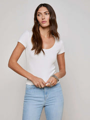Brynlee Scoopneck Tee in White | L'AGENCE US
